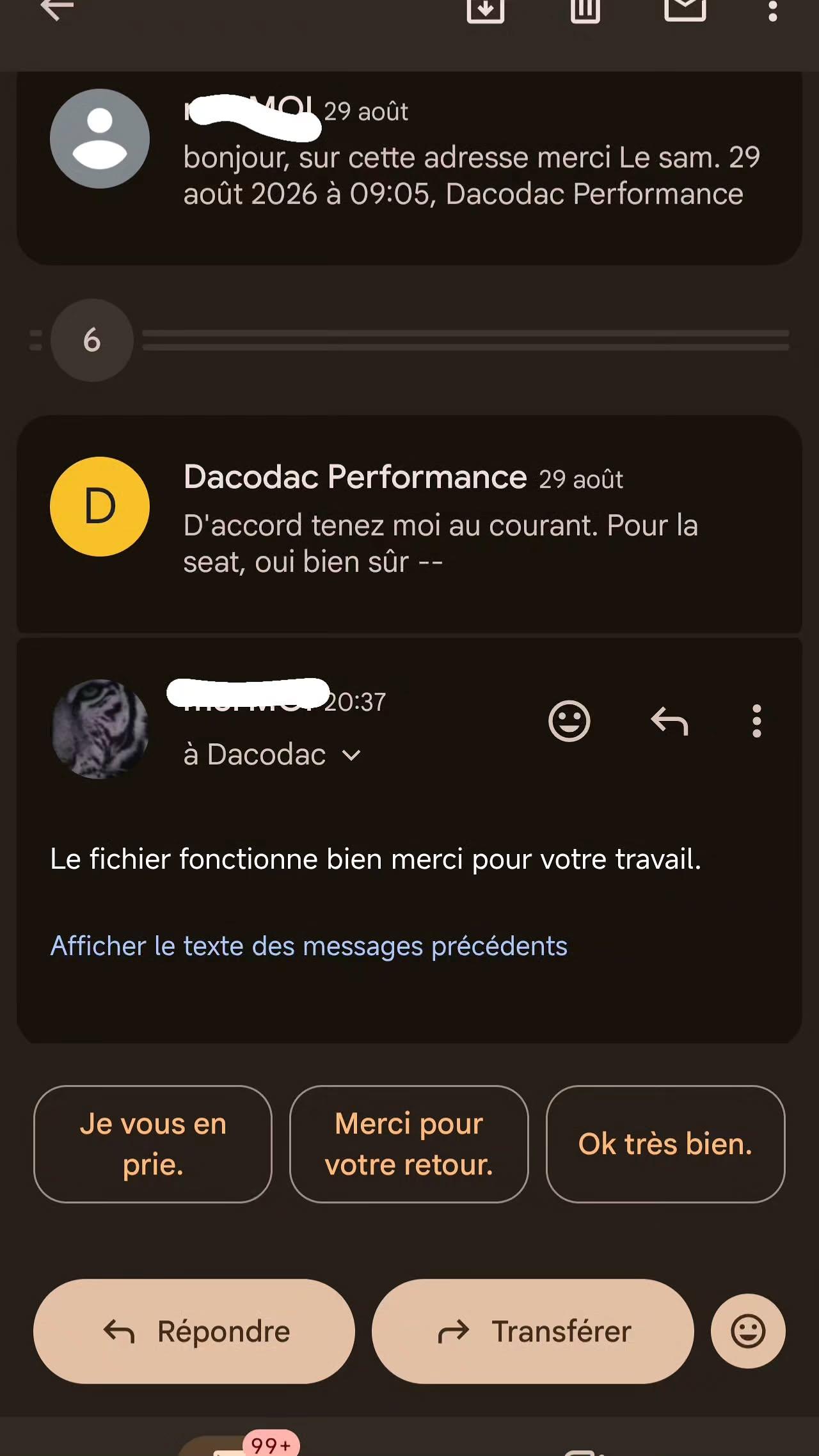 Avis client — fichier livré et fonctionnel