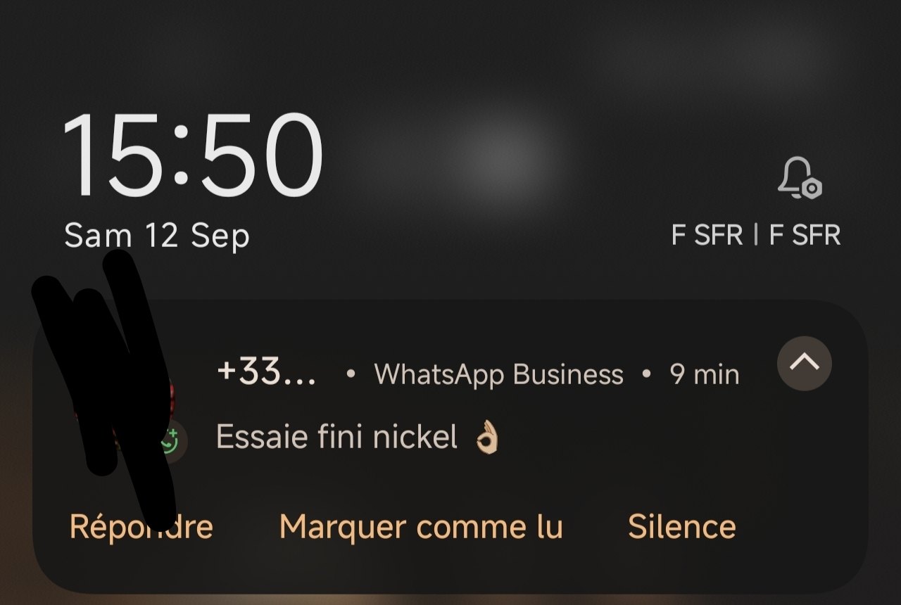 Avis client sur WhatsApp