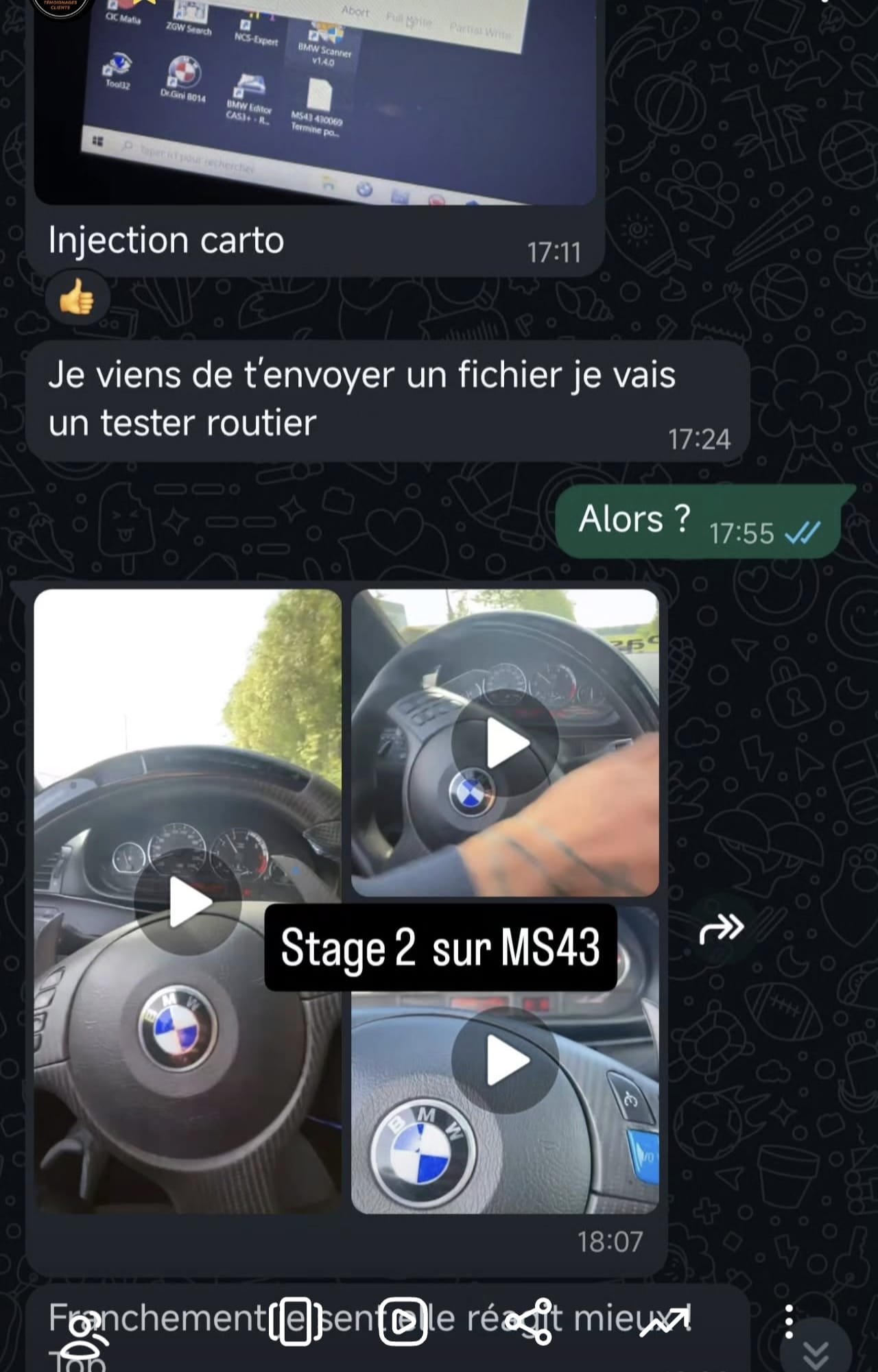 Avis client — BMW — Stage 2 sur calculateur MS43