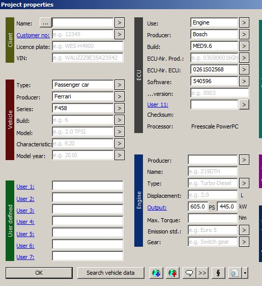 Données calculateur Ferrari 458 · 4.5 V8 · Bosch MED9.6 · Freescale PowerPC