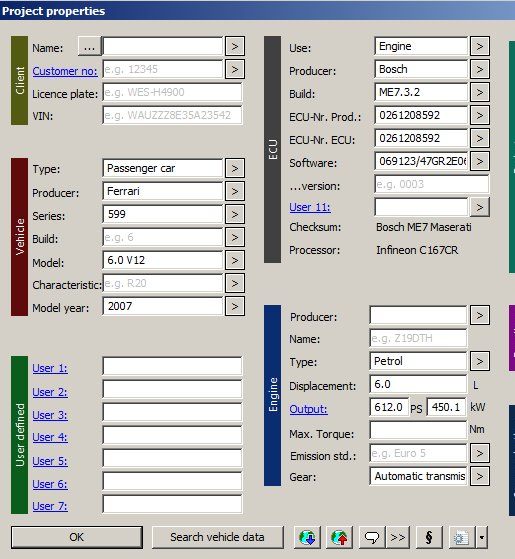 Données calculateur Ferrari 599 · 6.0 V12 · Bosch ME7.3.2 · Infineon C167CR